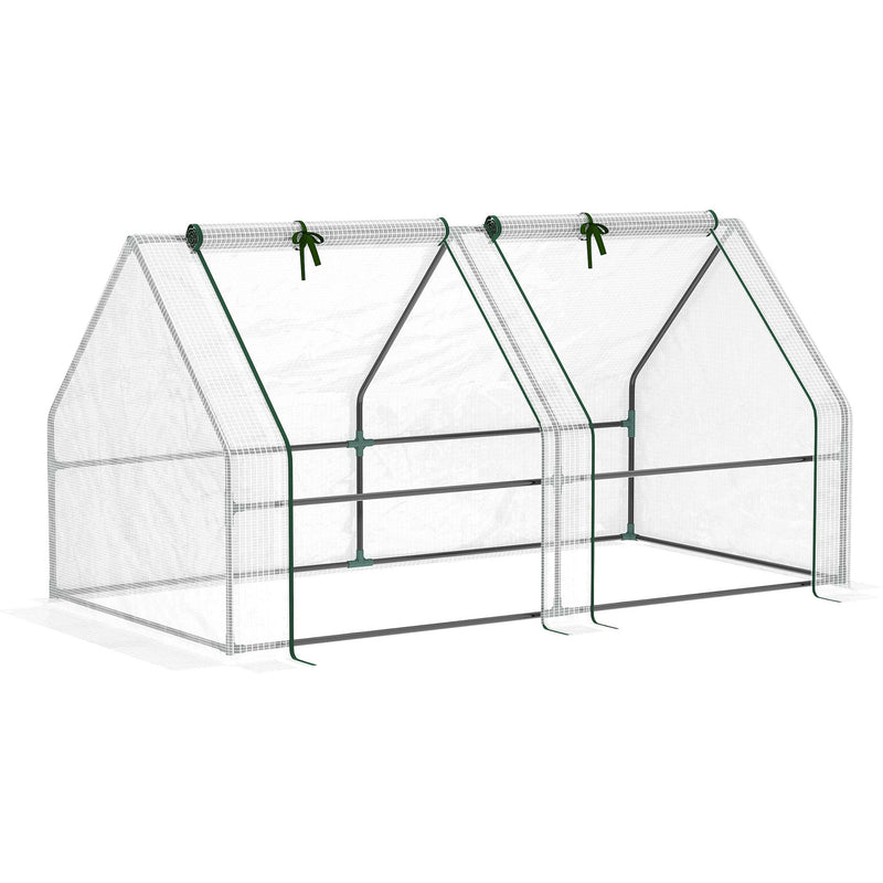 Compact Greenhouse With Roll Up Windows, White