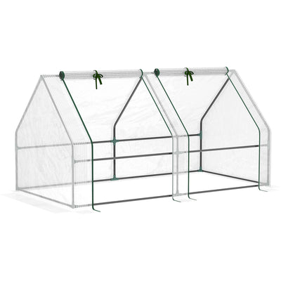 Compact Greenhouse With Roll Up Windows, White Outsunny
