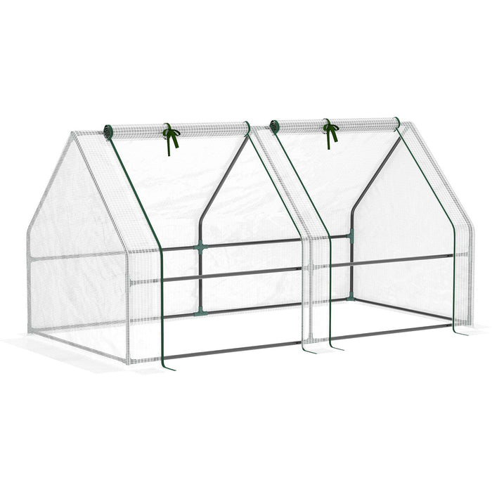Compact Greenhouse With Roll Up Windows, White