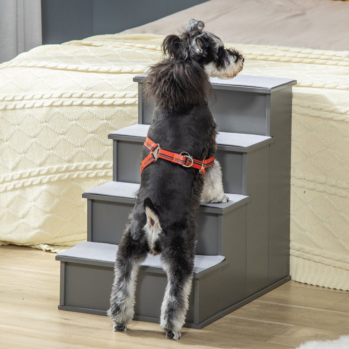4 Step Wooden Pet Stairs with Non-Slip Carpet, 40x59x54.2cm