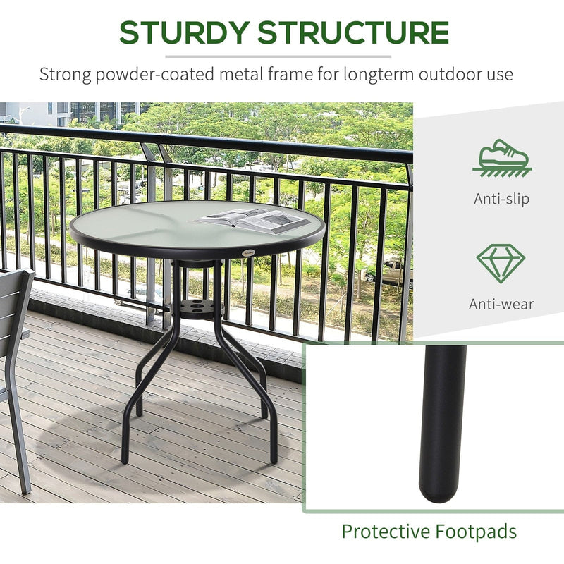 Round Glass Garden Table, 80cm