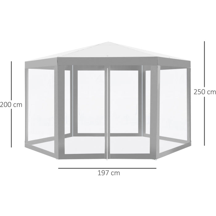 Hexagonal Gazebo With Mesh Sides, 4x4m