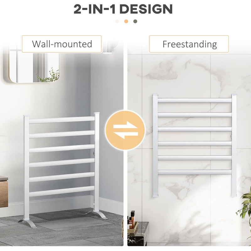 Electric Towel Warmer, 6-Bar, Plug-in, Silver