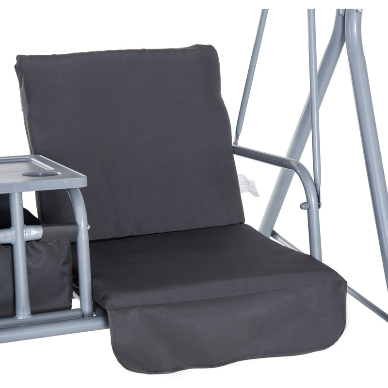 2 Seater Garden Swing Chair With Tilting Canopy & Storage Outsunny