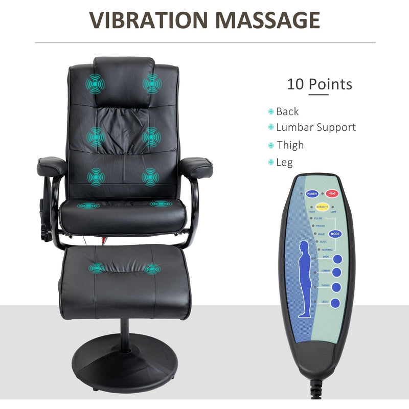 Black Manual Reclining Massage Sofa Chair & Ottoman Set