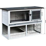 Outdoor Rabbit Hutch, Grey Pawhut