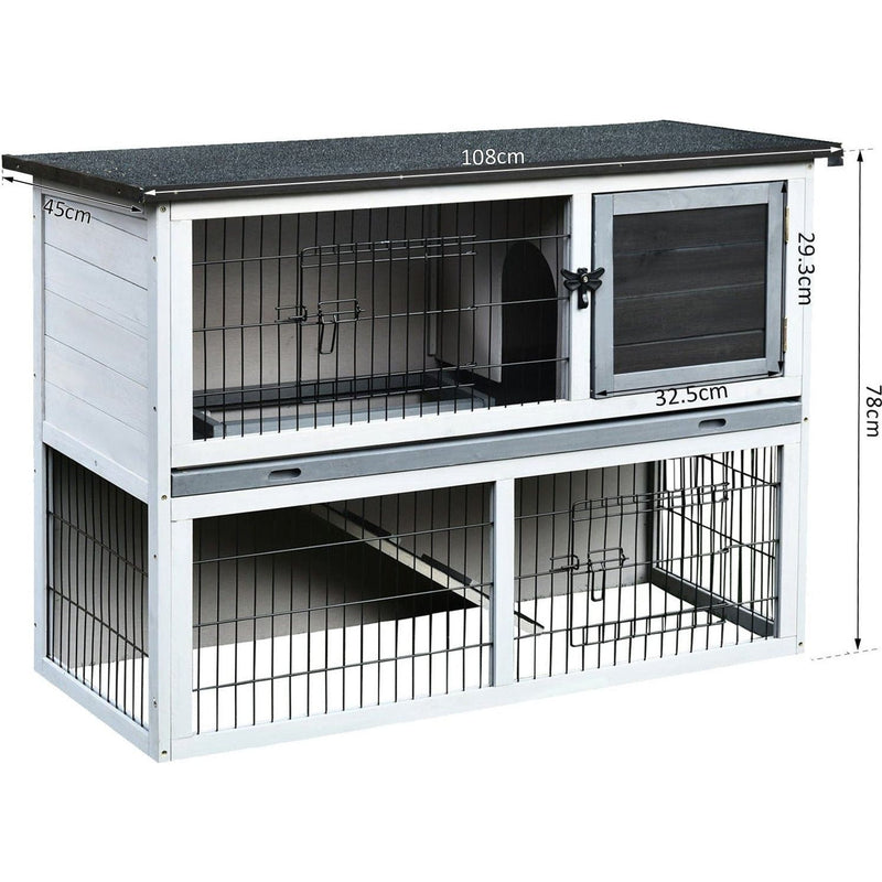 Outdoor Rabbit Hutch, Grey Pawhut