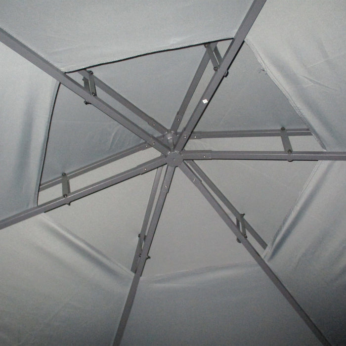 Hexagonal Metal Frame Gazebo With Sides, 3x3m