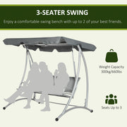 Deluxe 3 Seater Garden Swing Chair with Adjustable Canopy Outsunny