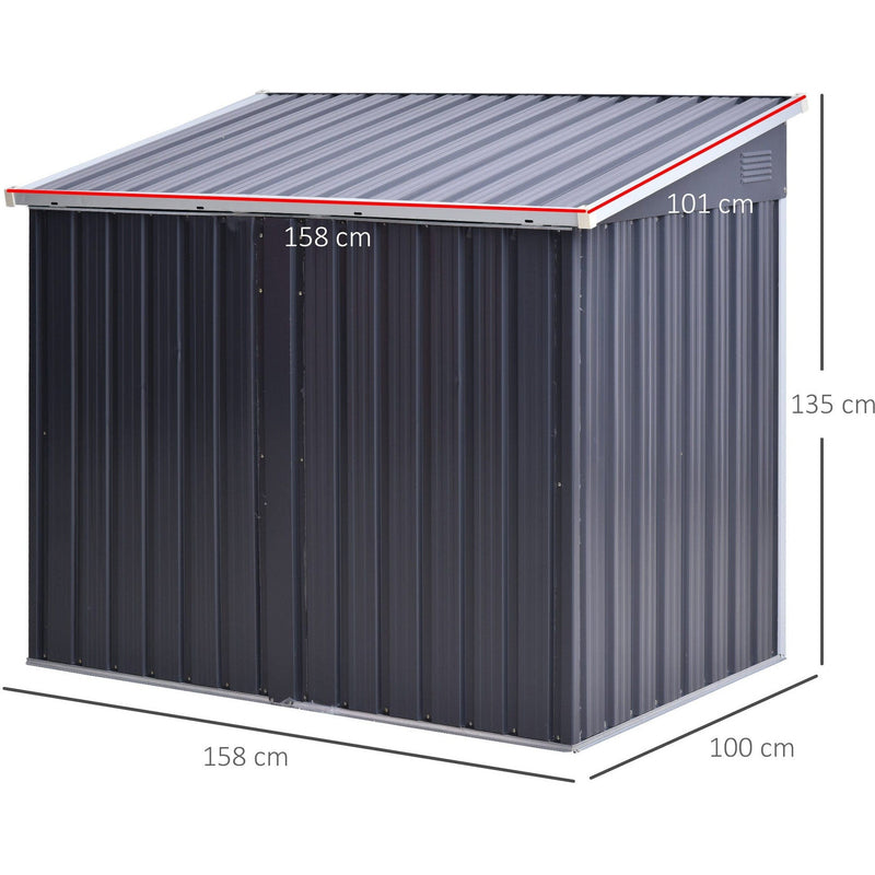 Small Metal Storage Shed, Ideal for Wheelie Bins - Grey