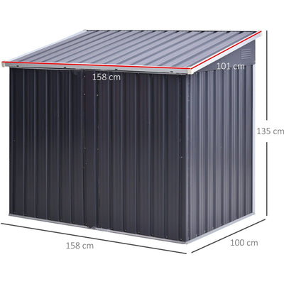 Small Metal Storage Shed, Ideal for Wheelie Bins - Grey Outsunny