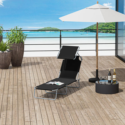 Folding Sun Lounger With Canopy Outsunny