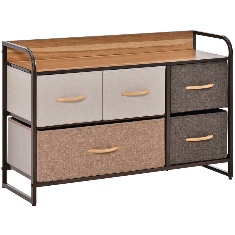 Linen 5-Drawer Dresser with Steel Frame