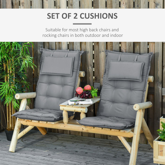 2pc High Back Garden Chair Cushion Set, 120x50cm