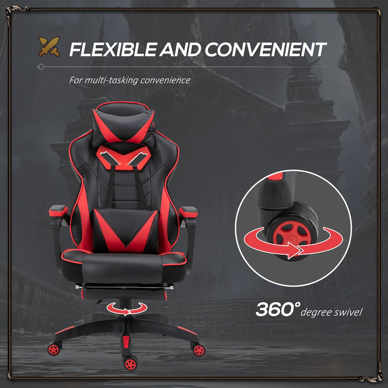 Red Support Chair Red Ergonomic Gaming Chair (Lumbar Support, Footrest) — Opal Retail