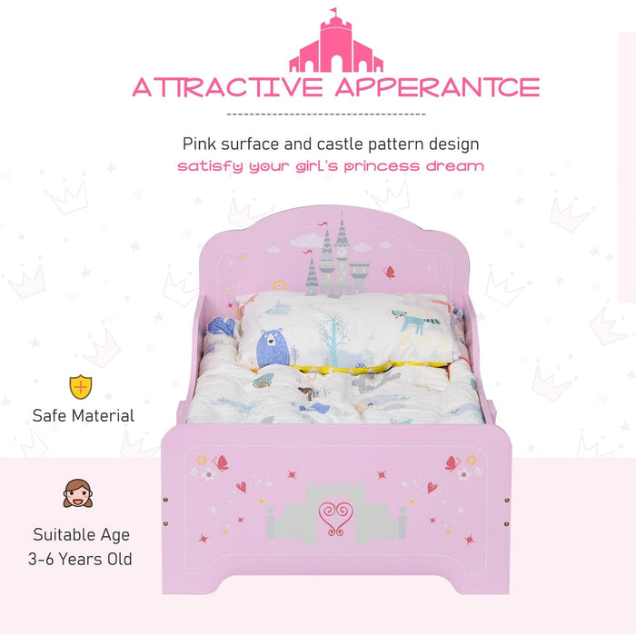 Kids Single Bed with Castle Design, Pink