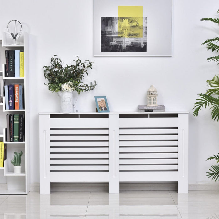 Long Radiator Cover, White, L152 x W19 x H81 cm