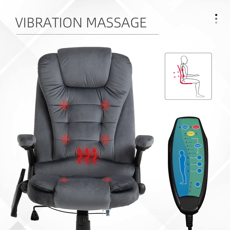 Grey Velvet Heated Massage Chair