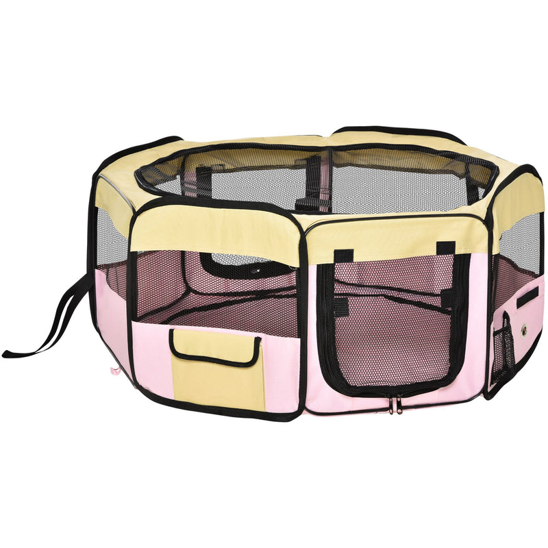 Fabric Pet Playpen for Small Animals, Pink, L37xH37xD90cm