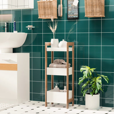 Bamboo Bathroom Storage Unit Kleankin