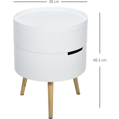 Rotating Side Coffee Table with Detachable Tray, White Homcom