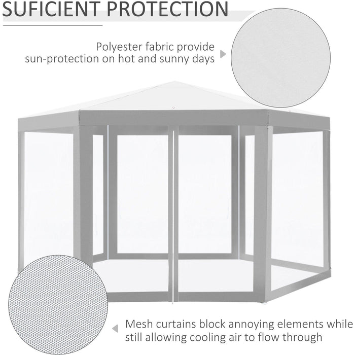 Hexagonal Gazebo With Mesh Sides, 4x4m