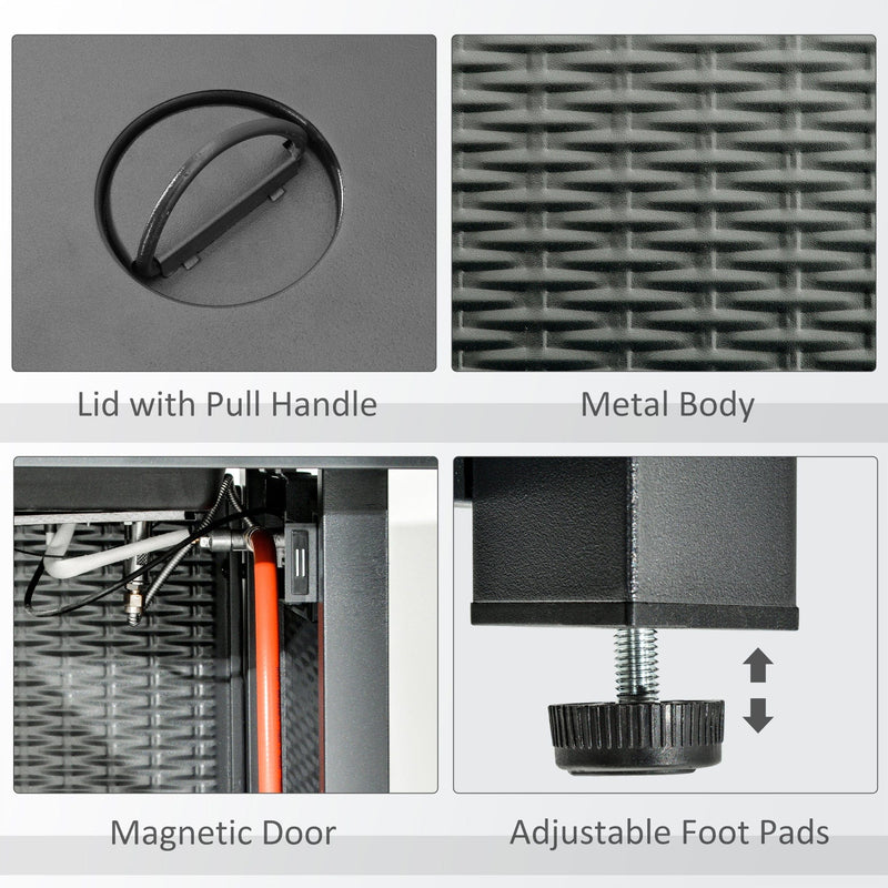 Square Propane Fire Pit Table - 40000 BTU, Cover, 71x71x62cm