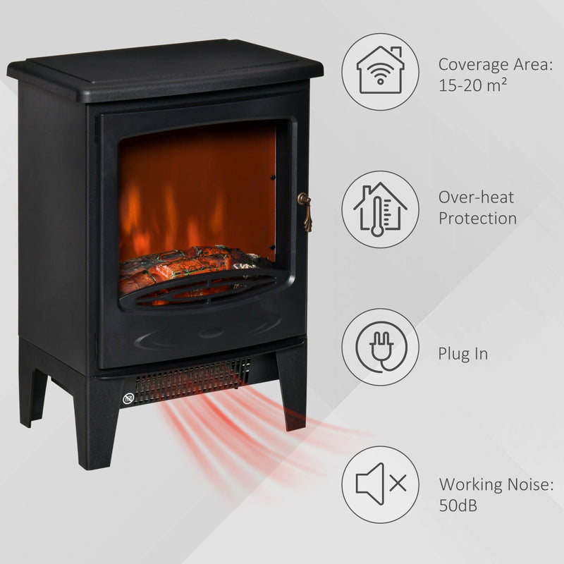 Electric Fireplace Stove, Realistic Flame, 900W/1800W