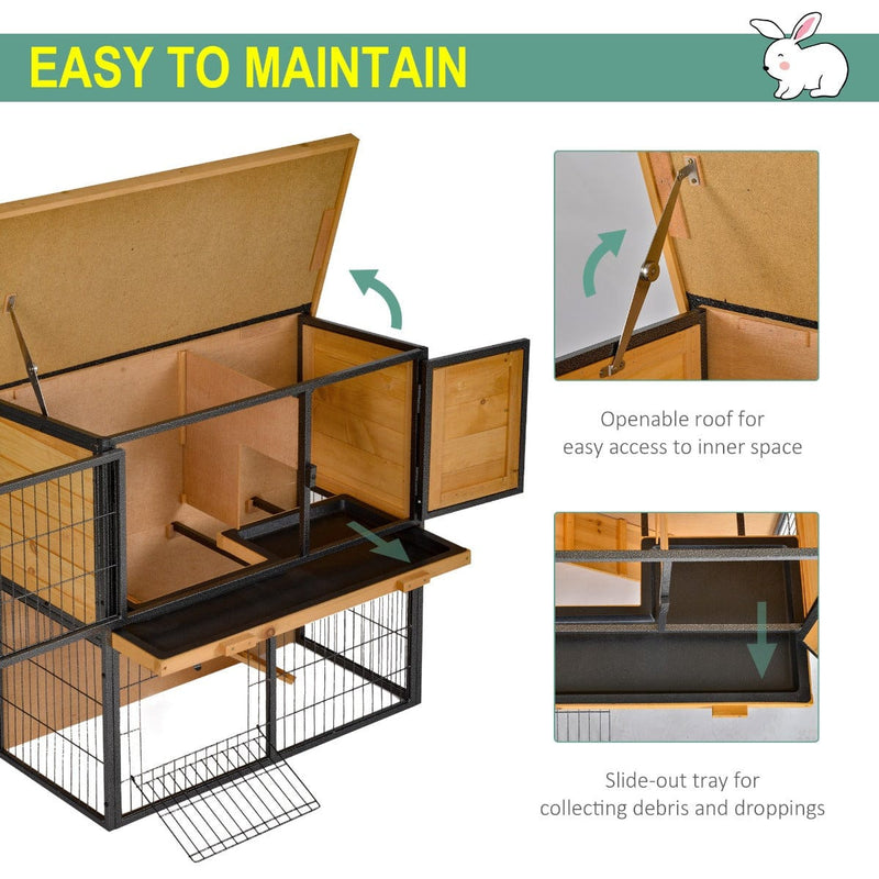 Deluxe Raised Rabbit Hutch with Slide-Out Tray