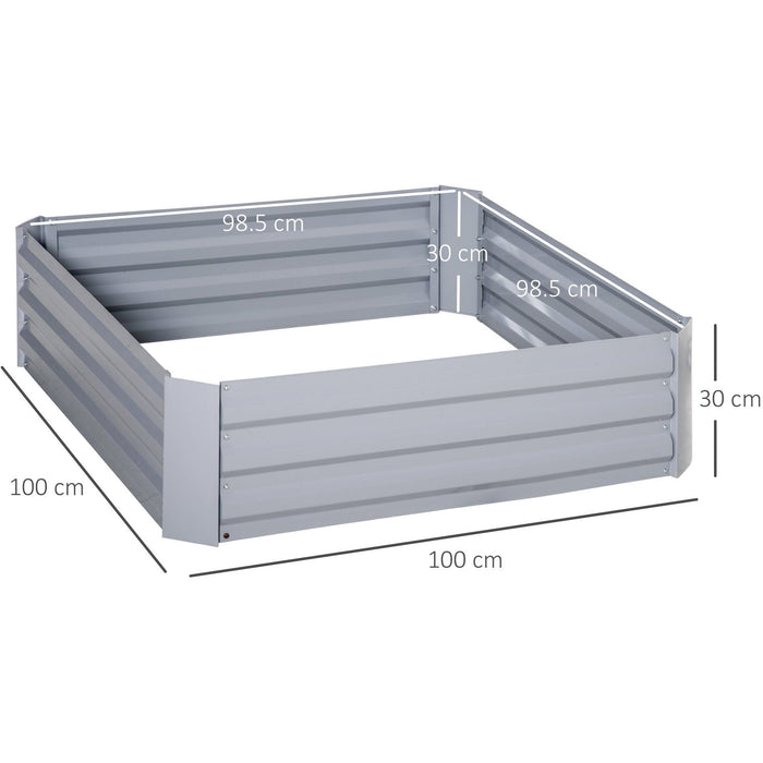 Set of 2 Raised Metal Garden Beds, Galvanized Steel , 1x1m