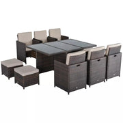 11pc Rattan Garden Furniture Cube Dining Set