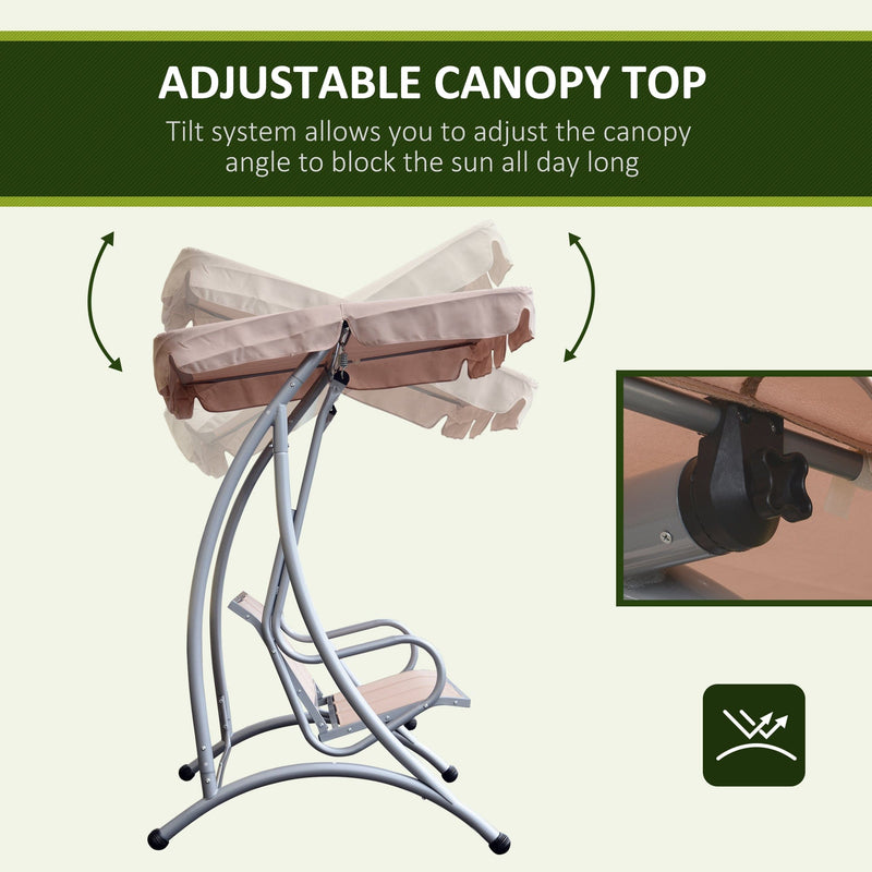 Deluxe 3 Seater Garden Swing Chair with Adjustable Canopy Outsunny
