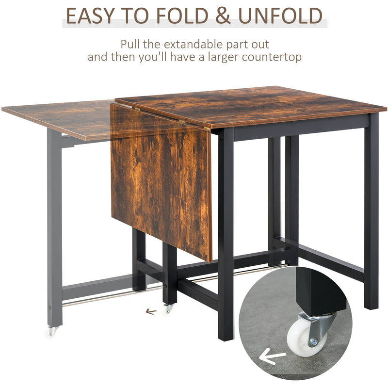 Space-Saving Drop Leaf Dining Table, Brown/Black