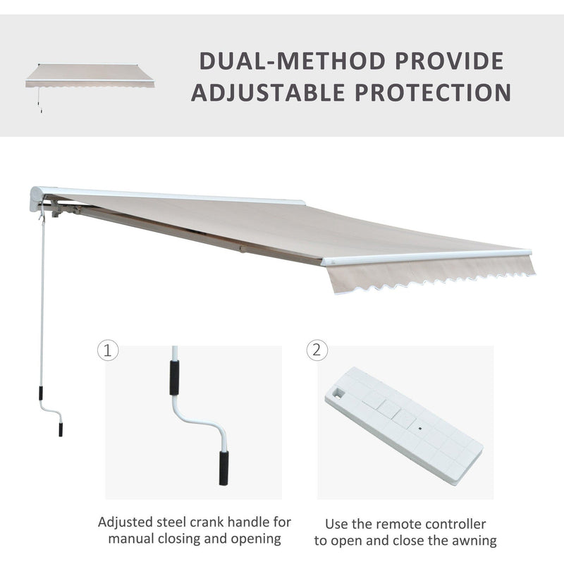 Manual Awning For Patio 3.5 x 2.5M Retractable Cream White