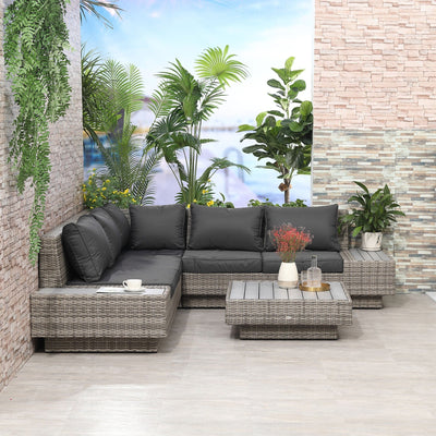 Garden Furniture Corner Sofa & Coffee Table Set Outsunny