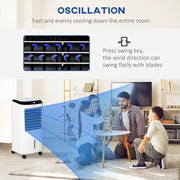 HOMCOM Portable Air Cooler, Evaporative Anion Ice Cooling Fan Water Conditioner Humidifier Unit w/3 Speed, Remote Controller, Timer for Home Bedroom Homcom