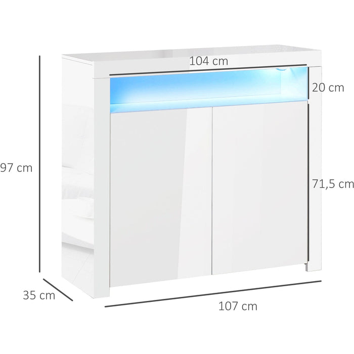 High Gloss LED Cabinet, RGB Lighting, White