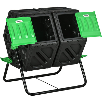 130L Dual Chamber Garden Compost Bin Outsunny