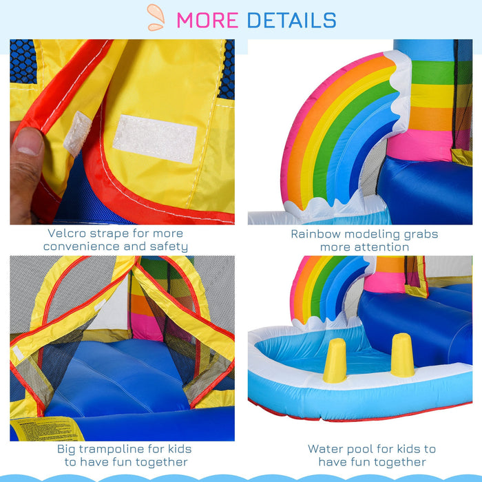 Kids Rainbow Themed Bouncy Castle With Pump, Age 3-8 Years