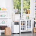 HOMCOM 9000 BTU 4-In-1 Compact Portable Mobile Air Conditioner Unit Cooling Dehumidifying Ventilating w/ Fan Remote LED 24 Hr Timer Auto Shut-Down Homcom