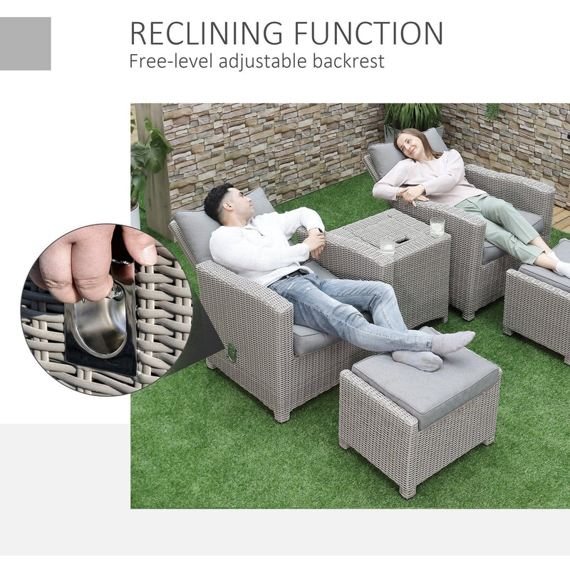 Reclining Rattan Garden Chairs With Drinks Cooler Table