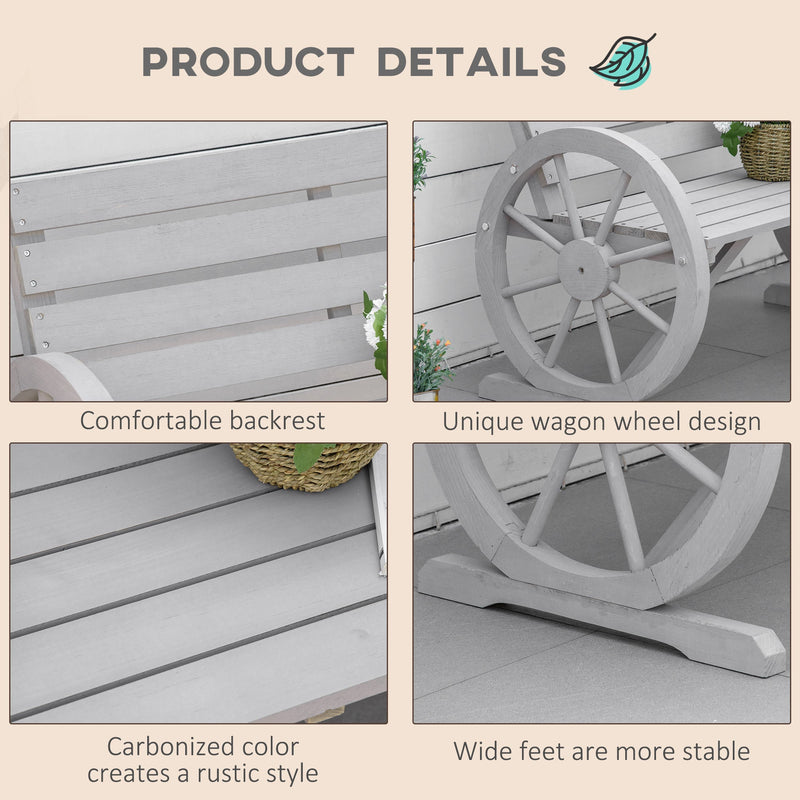 Wagon Wheel Garden Bench Outsunny