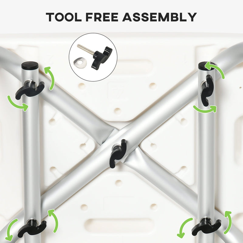 6-Level Adjustable Shower Stool with Backrest - Green