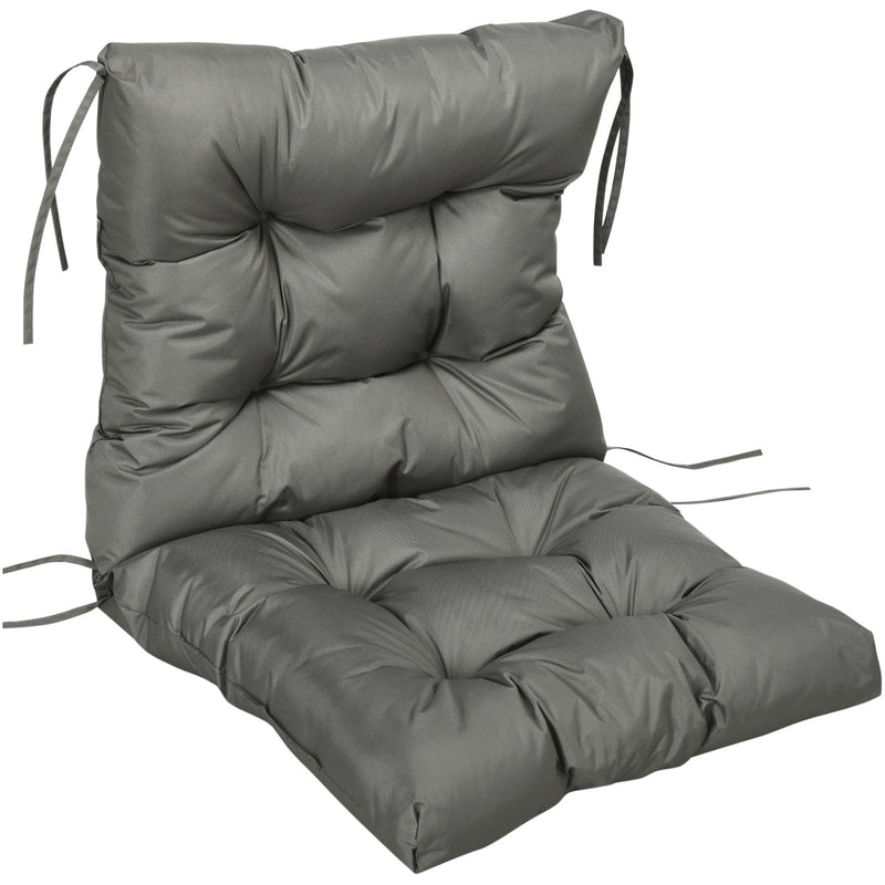 Outsunny Garden Back Chair Cushion, Comfortable Patio Seat Cushion Pad with Backrest for Outdoor & Indoor Use, Light Grey Outsunny