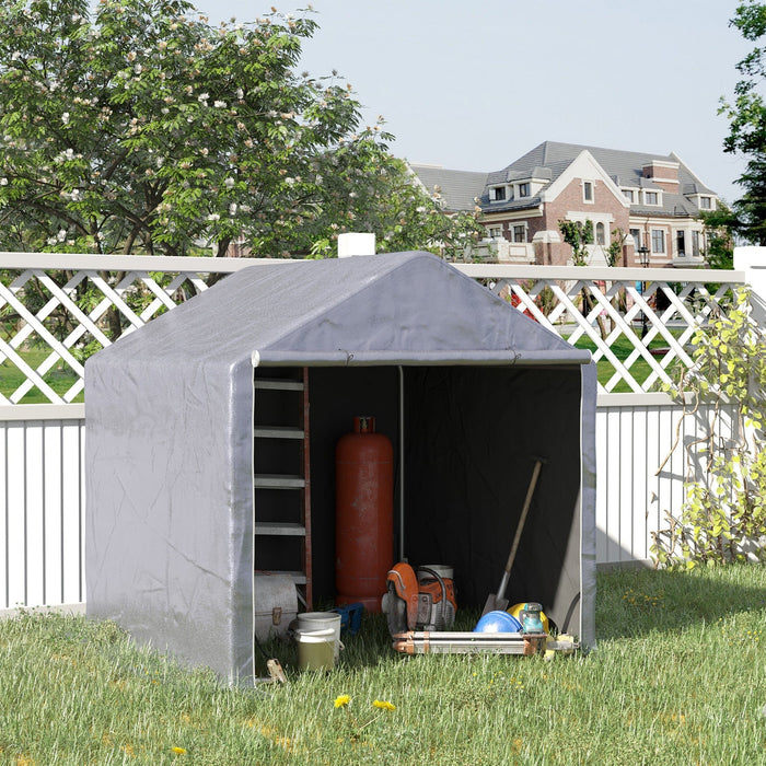 2x2m Garden Storage Tent - Galvanized, UV-Resistant - Grey