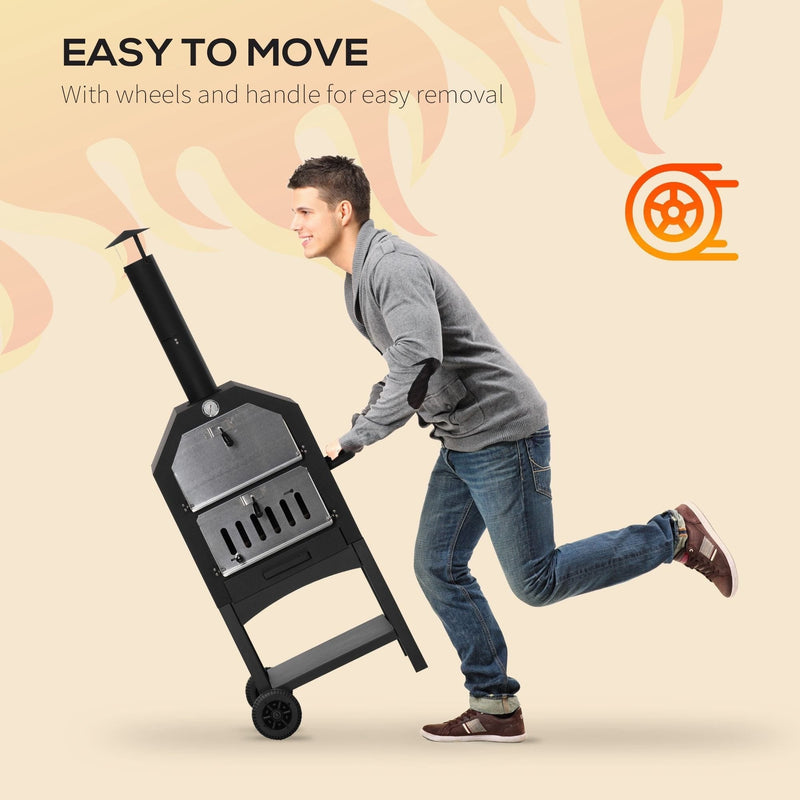Garden Pizza Oven and Charcoal BBQ Grill Trolley