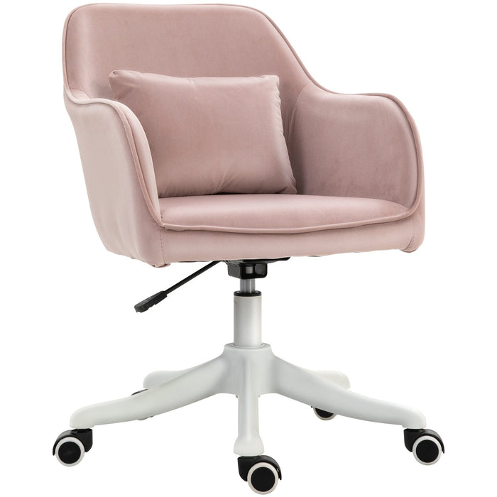 Pink Velvet Office Chair with Rechargeable Vibration Massage