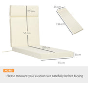 Sun Lounger Cushions with Ties 196x55cm White Outsunny
