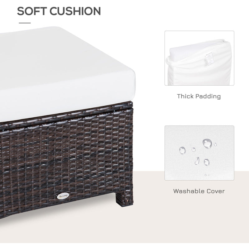 Patio Furniture Footstool With Cushion for Outdoor, 50cm