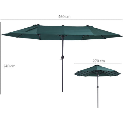 4.6m Large Garden Parasol, Double Sided, No Base Outsunny